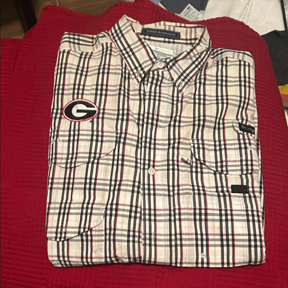 UGA Columbia PFG Super Bonehead plaid shirt